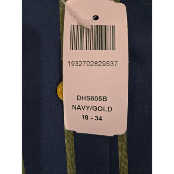 NWT Paul Fredrick Tailor Fit LS Dress Shirt Navy/Gold Neck: 18 - Picture 4 of 6